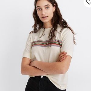 Recycled Cotton Placed-Stripe Relaxed Tee